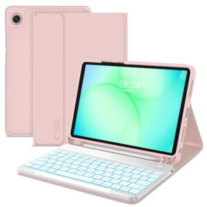 Dėklas su klaviatūra Tech-Protect SC Pen Galaxy Tab A9+ / A11+ 11.0, rožinis