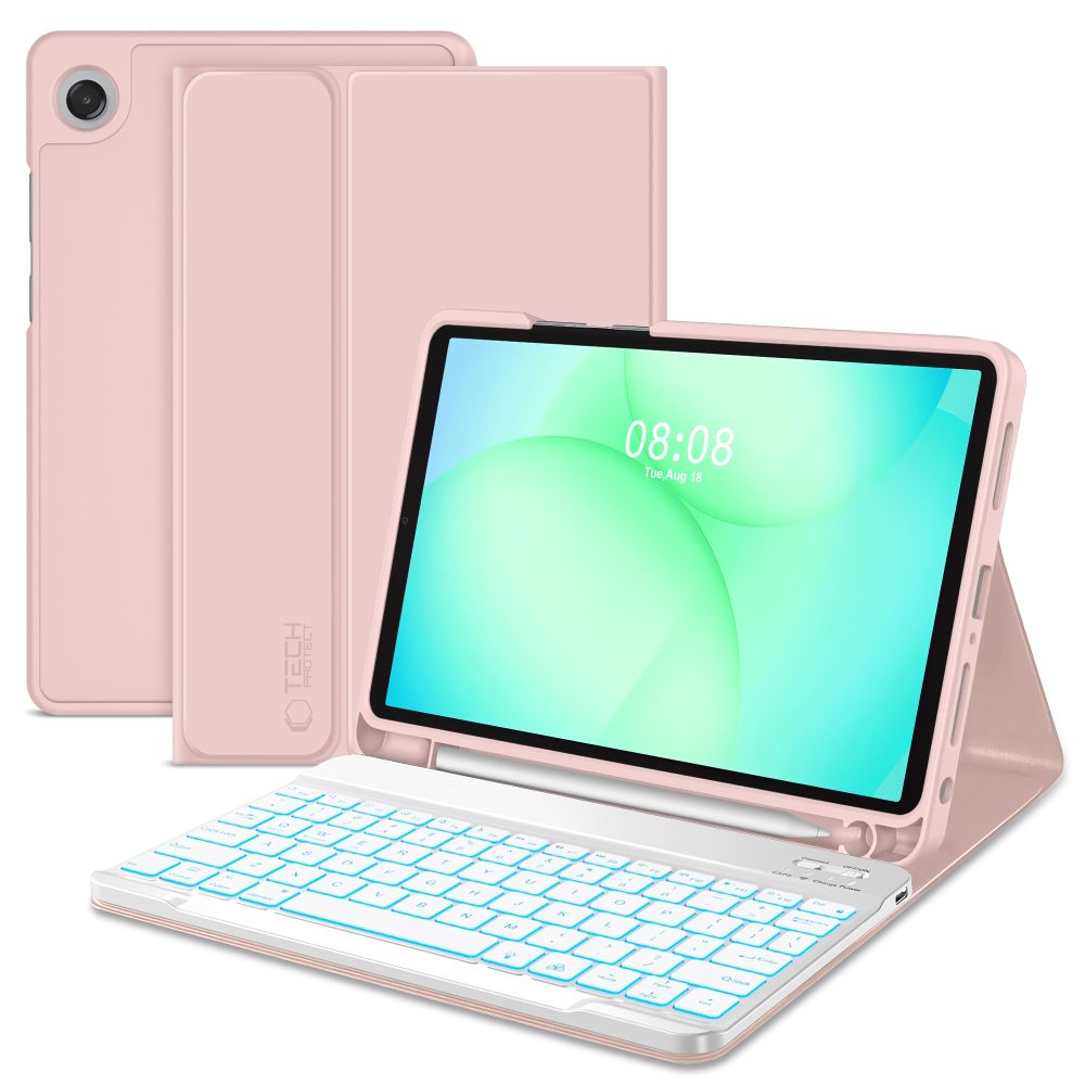 Dėklas su klaviatūra Tech-Protect SC Pen Galaxy Tab A9+ / A11+ 11.0, rožinis