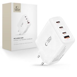 Įkroviklis Tech-Protect NC140W-GAN 4 prievadų PD 140W / QC3.0, baltas
