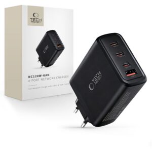 Įkroviklis Tech-Protect NC120W-GAN 4 prievadų PD 120W / QC3.0, juodas