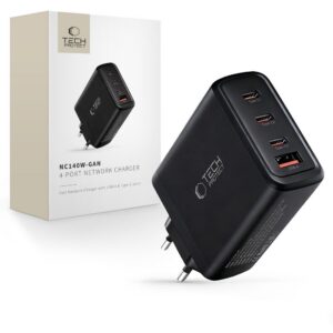Įkroviklis Tech-Protect NC140W-GAN 4 prievadų PD 140W / QC3.0, juodas