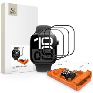 Apsauginis stiklas Tech-Protect Easy Set Flex+ Apple Watch 4/5/6/SE 1/2/3 (44 mm), 3 vnt., juodas