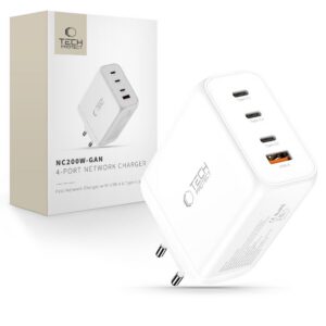 Tinklo kroviklis Tech-Protect NC200W-GaN, 4 prievadų, PD 200W / QC3.0, baltas