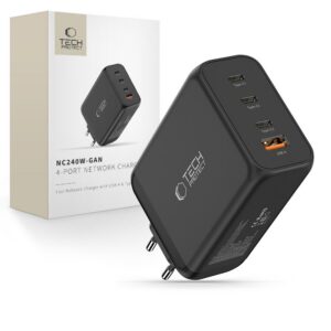 Tinklo kroviklis Tech-Protect NC240W-GaN, 4 prievadų, PD 240W / QC3.0, juodas
