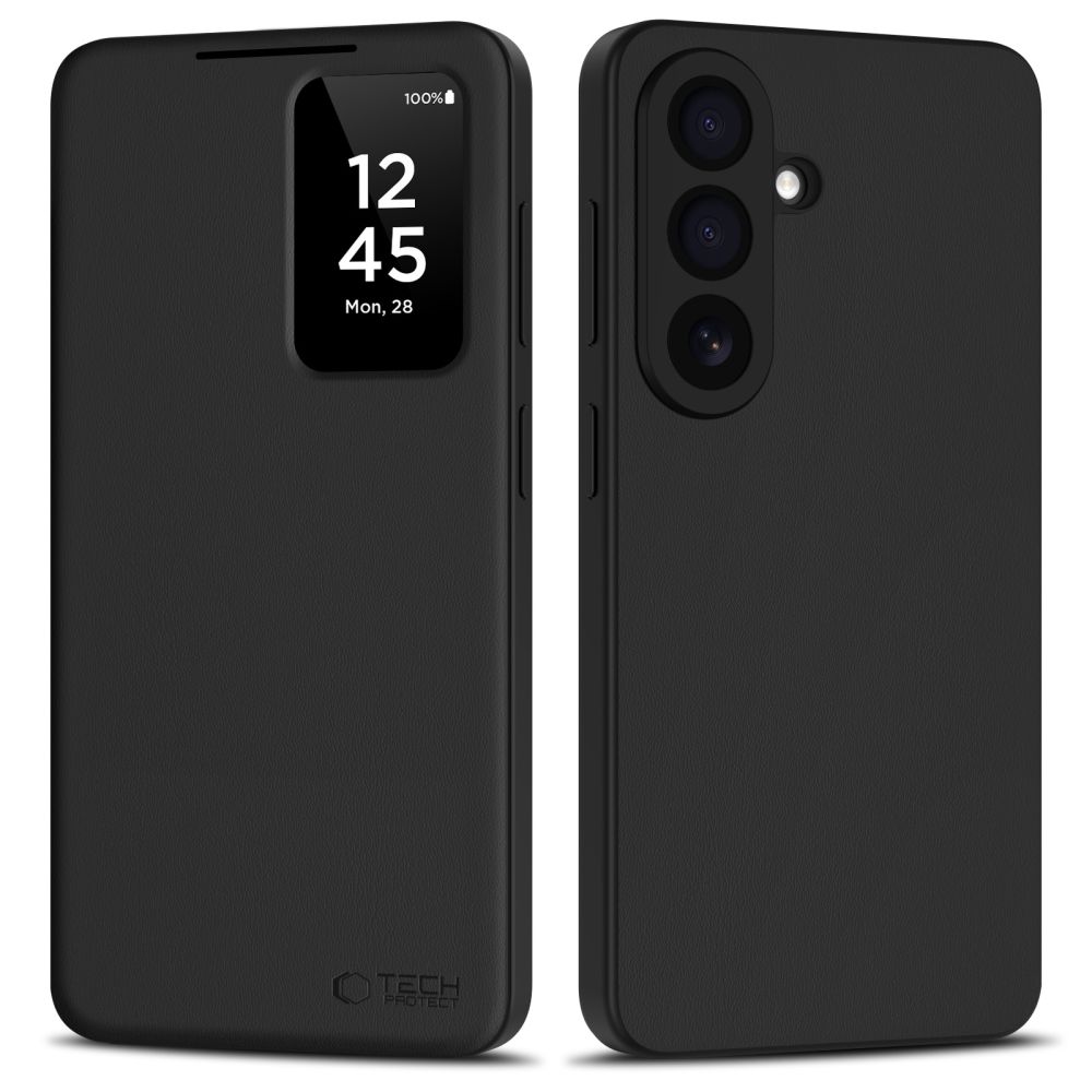 Dėklas Tech-Protect Smart Wallet Samsung Galaxy S26, matinis juodas