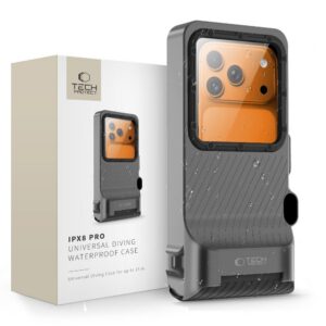 Dėklas Tech-Protect IPX8 Pro, universalus, vandeniui atsparus, pilkas/juodas