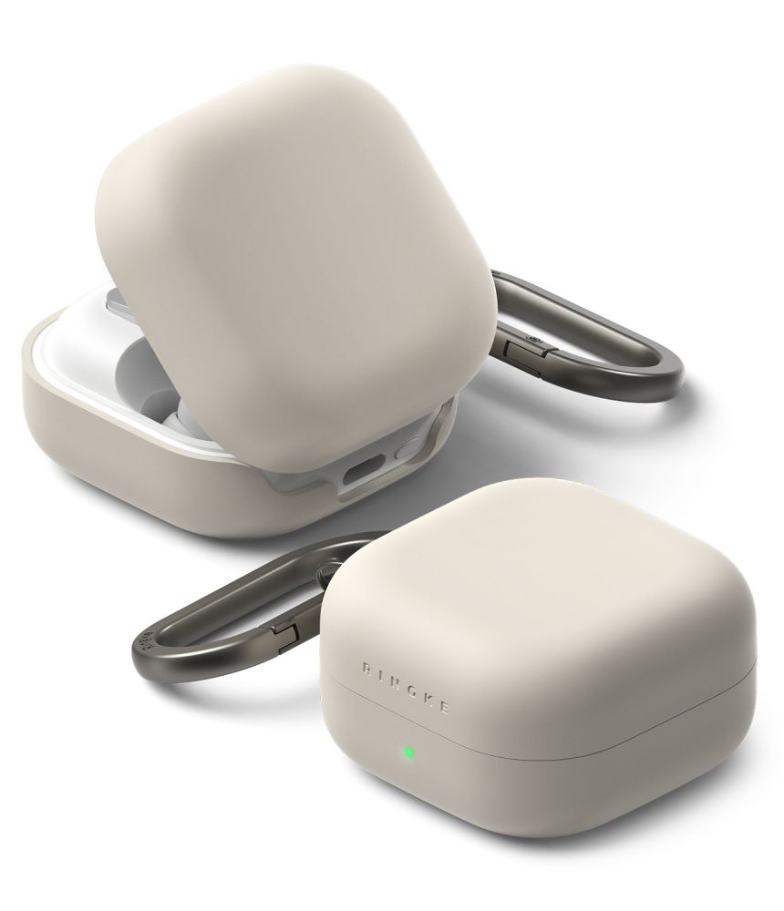 Dėklas Ringke Silicone Samsung Galaxy Buds 4 / Buds 4 Pro, smėlio spalvos