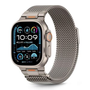 Dirželis Tech-Protect Milano Vanguard Apple Watch 8/9/10/11/SE/Ultra (44/45/46/49 mm), titano spalvos