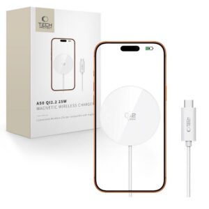 Belaidis įkroviklis Tech-Protect A50 Magnetic MagSafe 25W Qi2.2, baltas