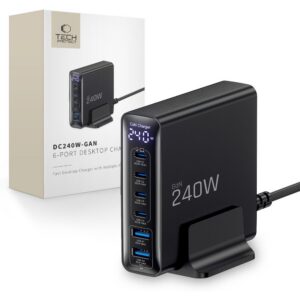 Įkroviklis Tech-Protect DC240W-GaN, 6 prievadai, PD 240W / QC3.0, juodas