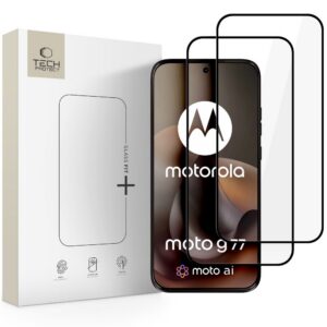 Apsauginis stiklas Tech-Protect Glass Fit+ Motorola Moto G67 / G77 / G87, 2 vnt., juodas