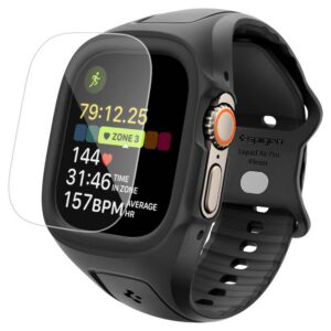 Dirželis su apsauginiu stiklu Spigen Liquid Air Pro, Apple Watch Ultra 1 / 2 / 3 (49 mm), juodas