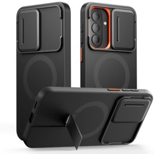 Dėklas Tech-Protect Kevlar Aura MagSafe Galaxy A57, juodas/oranžinis