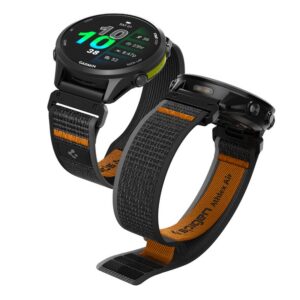 Dirželis Spigen Athlex Air Garmin QuickFit 22 mm, juodas/oranžinis