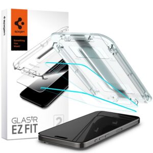 Apsauginis stiklas Spigen Glas.tR EZ Fit iPhone 15 Pro Max, 2 vnt., skaidrus