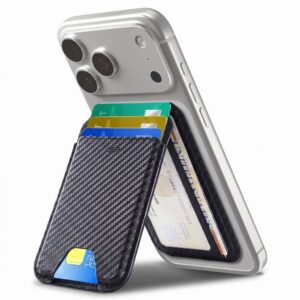 Piniginė su stovu ESR Classic RFID Magnetic Wallet Stand MagSafe, juoda karbono pluošto raštu