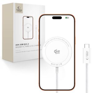 Belaidis įkroviklis Tech-Protect A54 Magnetic MagSafe 25W Qi2.2, baltas