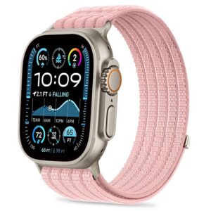 Dirželis Tech-Protect Nylon Sport Apple Watch 8/9/10/11/SE/Ultra (44/45/46/49 mm), šviesiai rožinis