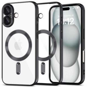Dėklas Tech-Protect MagFlex MagSafe iPhone 16, blizgus juodas