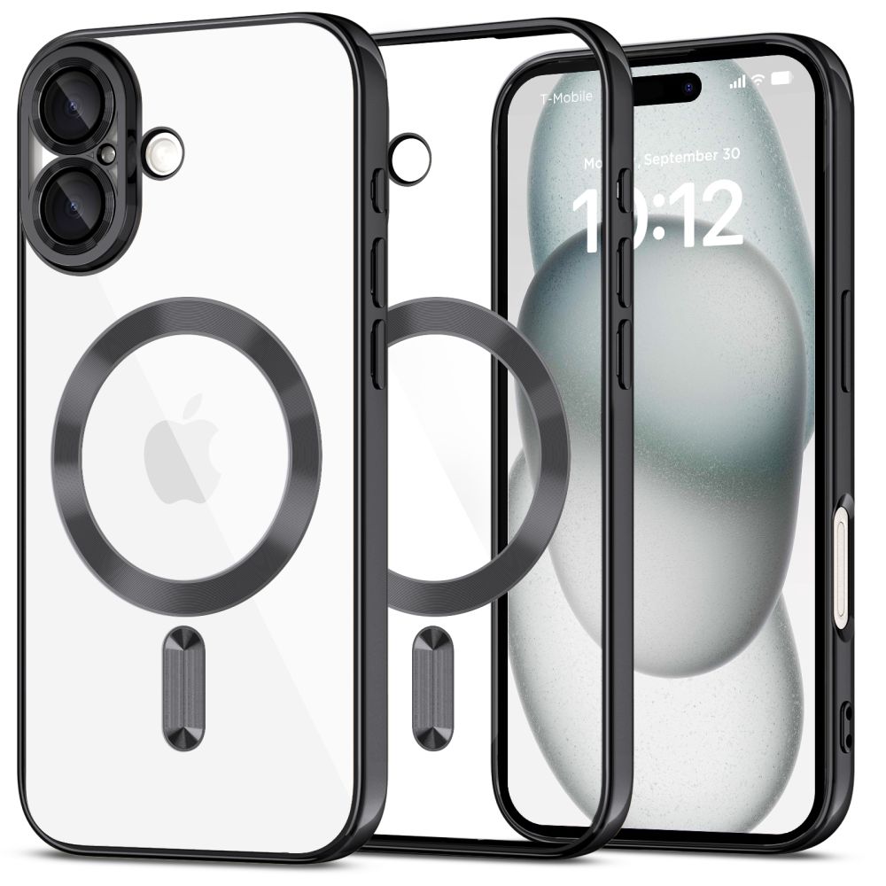 Dėklas Tech-Protect MagFlex MagSafe iPhone 16, blizgus juodas