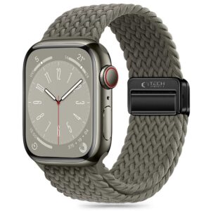 Dirželis Tech-Protect Nylonmag Apple Watch 8 / 9 / 10 / 11 / SE / Ultra (44 / 45 / 46 / 49 mm), alyvinis pilkas