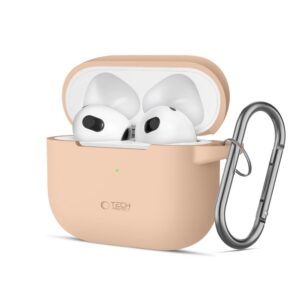 Dėklas Tech-Protect Silicone Hook AirPods 3, šviesiai rudas