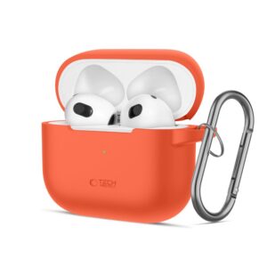 Dėklas Tech-Protect Silicone Hook AirPods 3, neoninis oranžinis