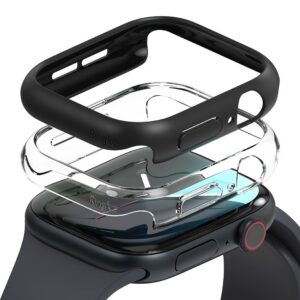 Dėklas Ringke Slim Apple Watch 10 / 11 (46 mm), 2 vnt., skaidrus ir matinis juodas