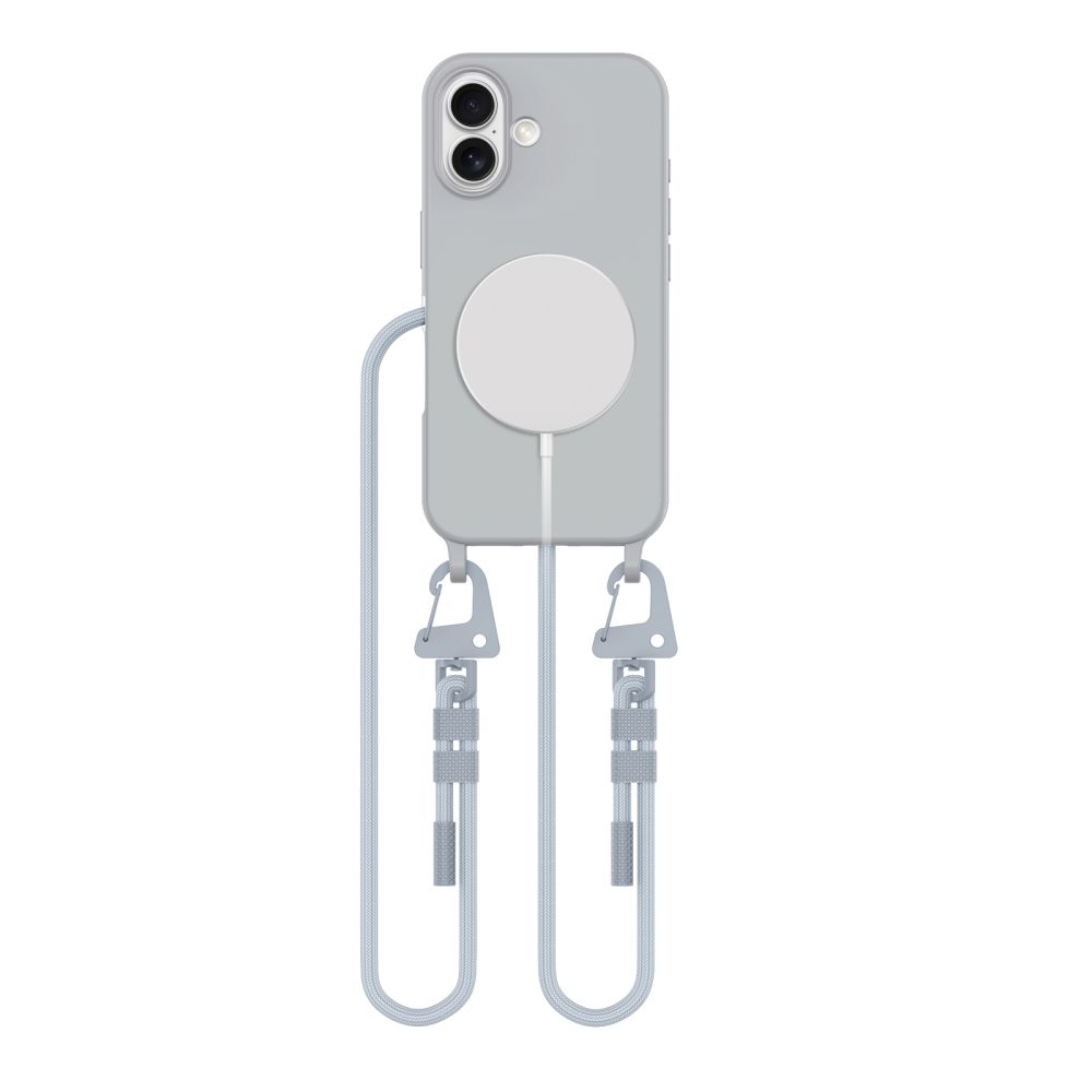 Dėklas Tech-Protect Magnecklace MagSafe iPhone 16, pilkas