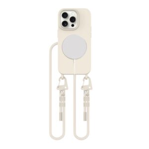Dėklas Tech-Protect Magnecklace MagSafe iPhone 15 Pro, kreminis