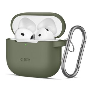 Dėklas Tech-Protect Silicone Hook Apple AirPods 4, alyvuogių žalias