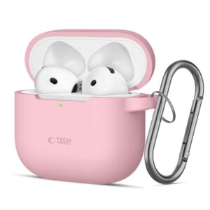 Dėklas Tech-Protect Silicone Hook Apple AirPods 4, dulsvai rožinis