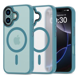 Dėklas Tech-Protect MagMat MagSafe iPhone 16, matinis melsvai žalias
