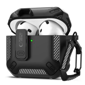 Dėklas Tech-Protect Carbonox AirPods 4, juodas