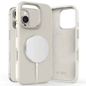 Dėklas Tech-Protect Silicone Pure MagSafe iPhone 16 Pro, kreminės spalvos