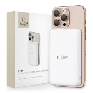 Išorinė baterija Tech-Protect PB24 LifeMag Qi2 MagSafe 10000mAh, balta