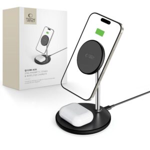 Belaidis įkroviklis Tech-Protect Qi15W-A39 2in1 MagSafe, juodas