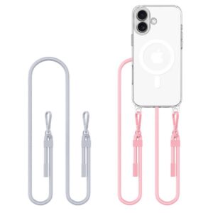Dėklas Tech-Protect FlexAir Chain MagSafe iPhone 16, pilkas ir rožinis