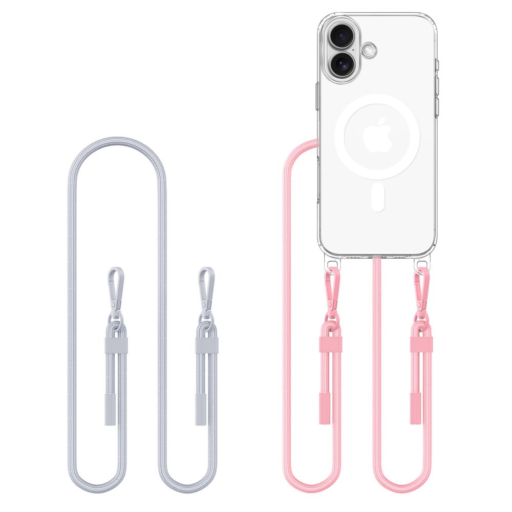 Dėklas Tech-Protect FlexAir Chain MagSafe iPhone 16, pilkas ir rožinis