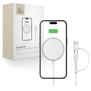 Belaidis įkroviklis Tech-Protect QI15W-A44 MagSafe, baltas