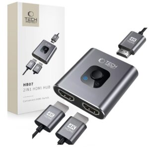 Adapteris Tech-Protect HB07 2in1 HDMI 4K 60Hz, pilkas