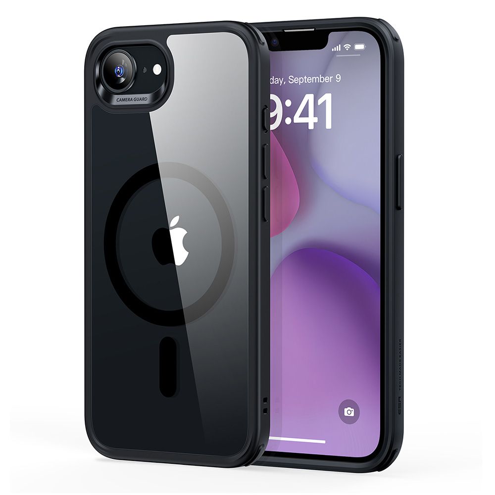 Dėklas ESR Classic Hybrid HaloLock MagSafe iPhone 16e / 17e, skaidrus/juodas