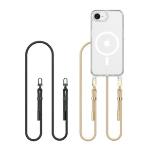 Dėklas Tech-Protect FlexAir Chain MagSafe iPhone 16e / 17e, juodas ir rusvai pilkas