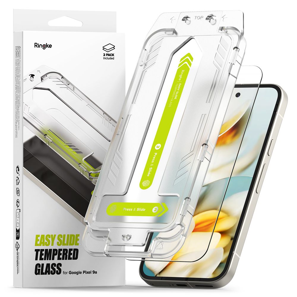 Apsauginis stiklas Ringke Easy Slide Google Pixel 9a, 2 vnt., skaidrus