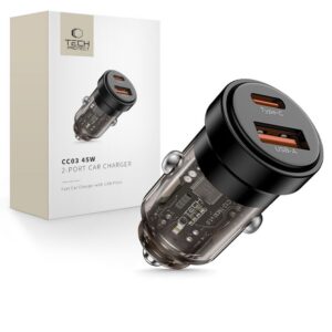 Automobilinis įkroviklis Tech-Protect CC03 2xUSB PD 45W/QC3.0, juodas