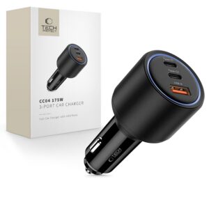 Automobilinis įkroviklis Tech-Protect CC04 3 prievadų PD 175W, juodas