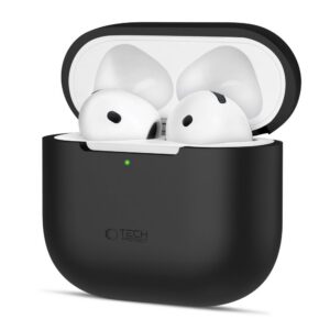 Dėklas Tech-Protect Silicone AirPods 4, juodas