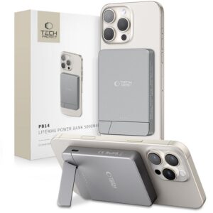 Išorinis akumuliatorius Tech-Protect PB14 LifeMag MagSafe 5000mAh, pilkas