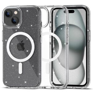 Dėklas Tech-Protect FlexAir Hybrid MagSafe iPhone 15, blizgus skaidrus