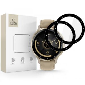 Apsauginis stiklas Tech-Protect Glass Flex+ Garmin Venu 3S, juodas, 2 vnt.